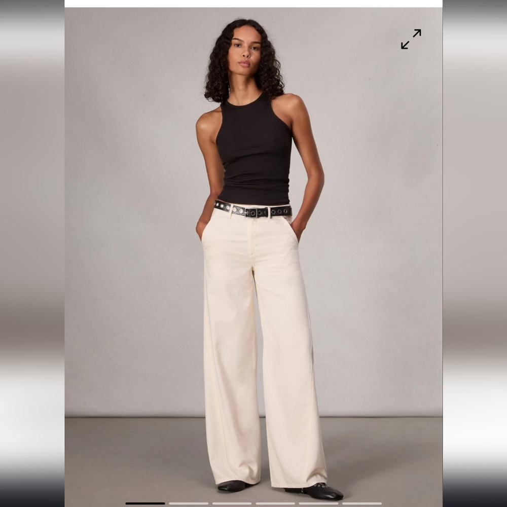 rag & bone Women's Cream Wide-Leg Jeans